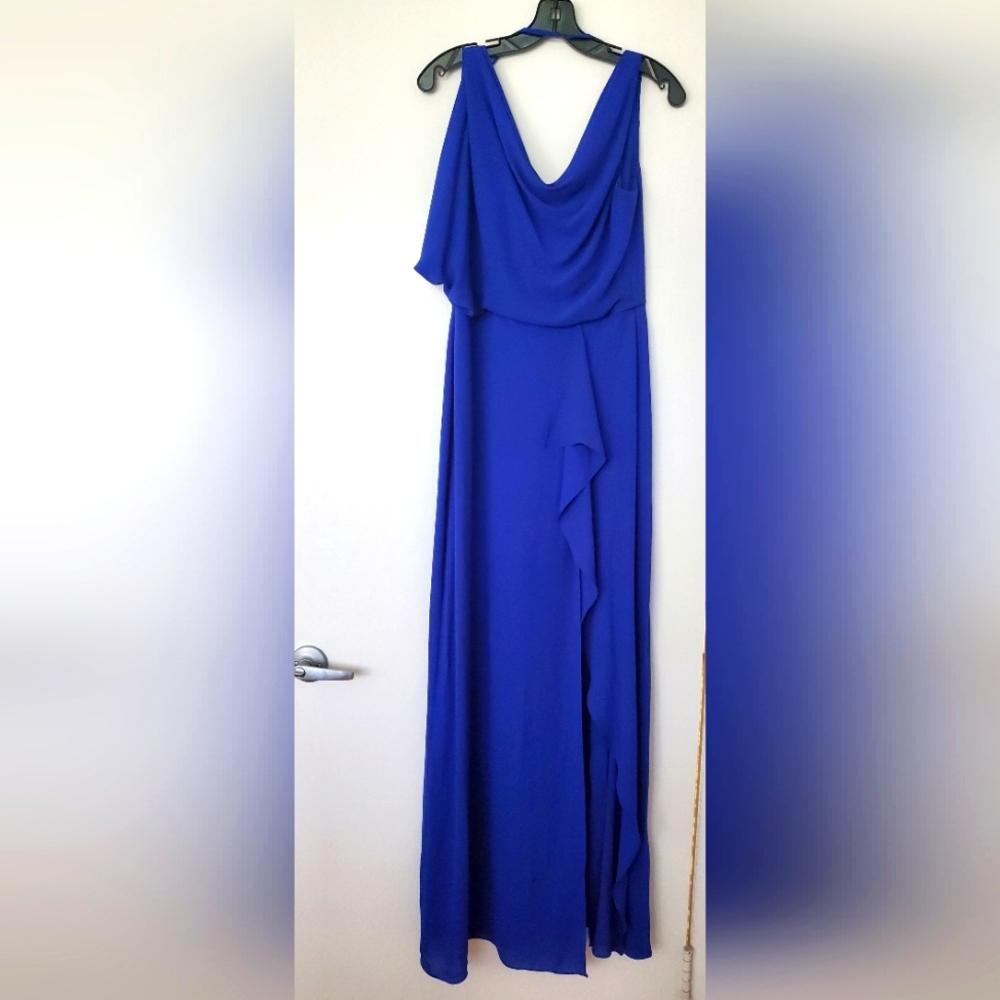 Sapphire blue floor length dress